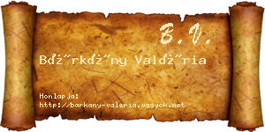 Bárkány Valéria névjegykártya